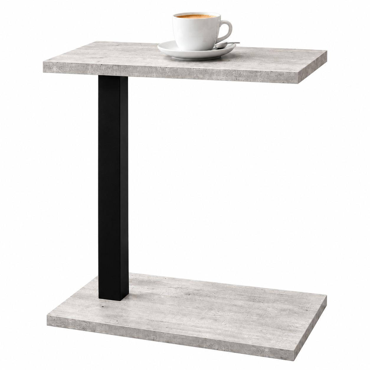 Beistelltisch "Rebus" in Betonoptik, Metall in Schwarz matt, 45 x 25cm x Höhe 50cm